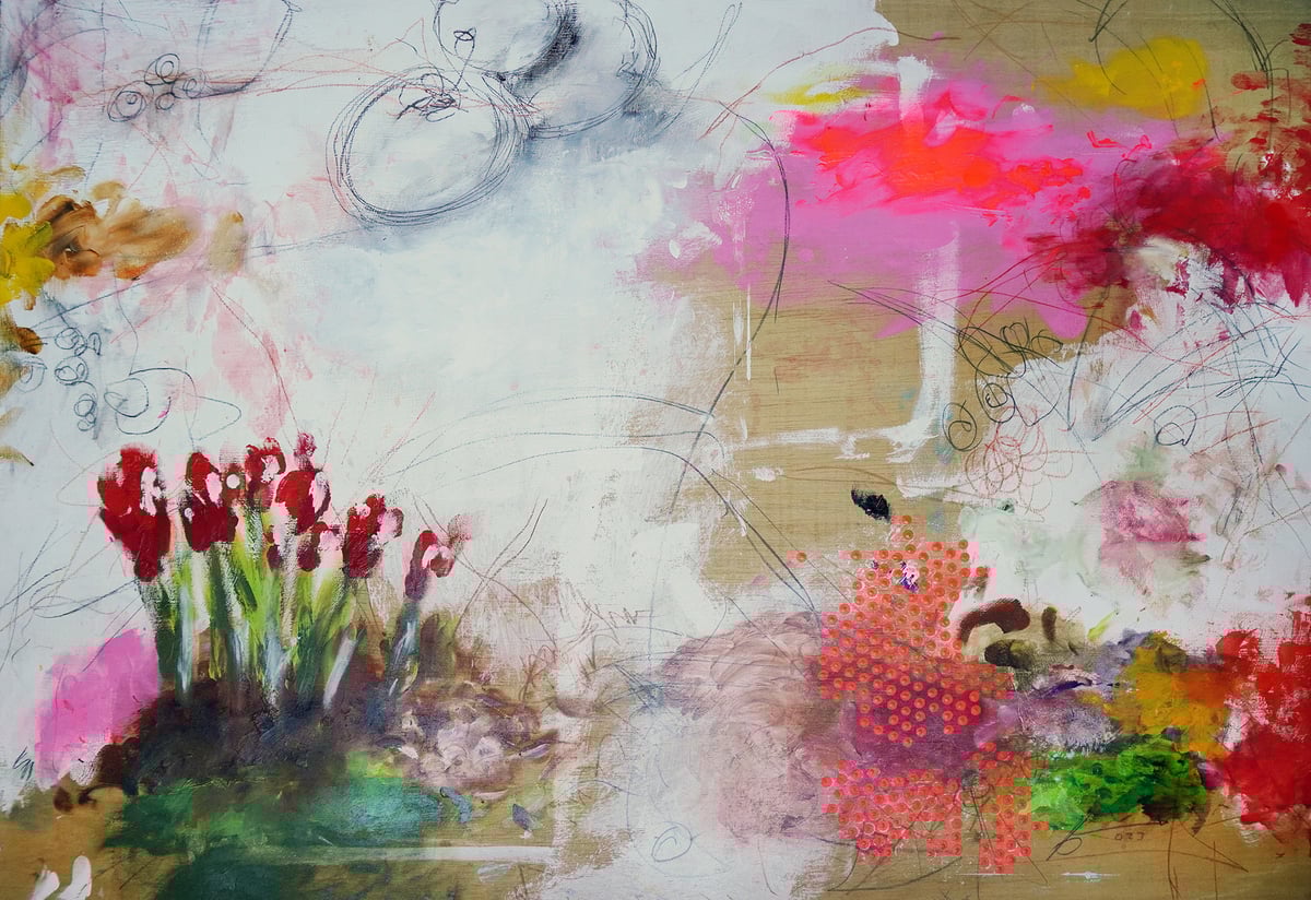 Image of Paisaje idílico. Técnica mixta sobre madera. 68x97 cm.