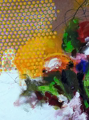 Image of Paisaje imposible. Limones 1. Pintura mixta sobre madera. 71x47 cm.