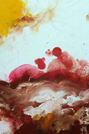 Image of Paisaje imposible. Limones 1. Pintura mixta sobre madera. 71x47 cm.