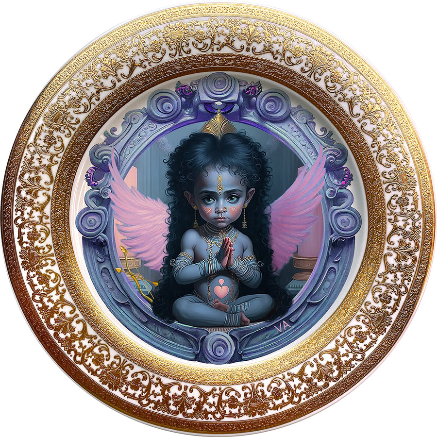 Image of Kamadeva - Valentine's Day - Fine China Plate - #0737 SPECIAL EDITION