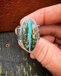 Image 3 of WL&A Handmade Heavy Ingot Black Jack Ribbon Thunderbird Ring - Size 13