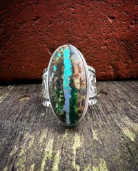 Image 2 of WL&A Handmade Heavy Ingot Black Jack Ribbon Thunderbird Ring - Size 13