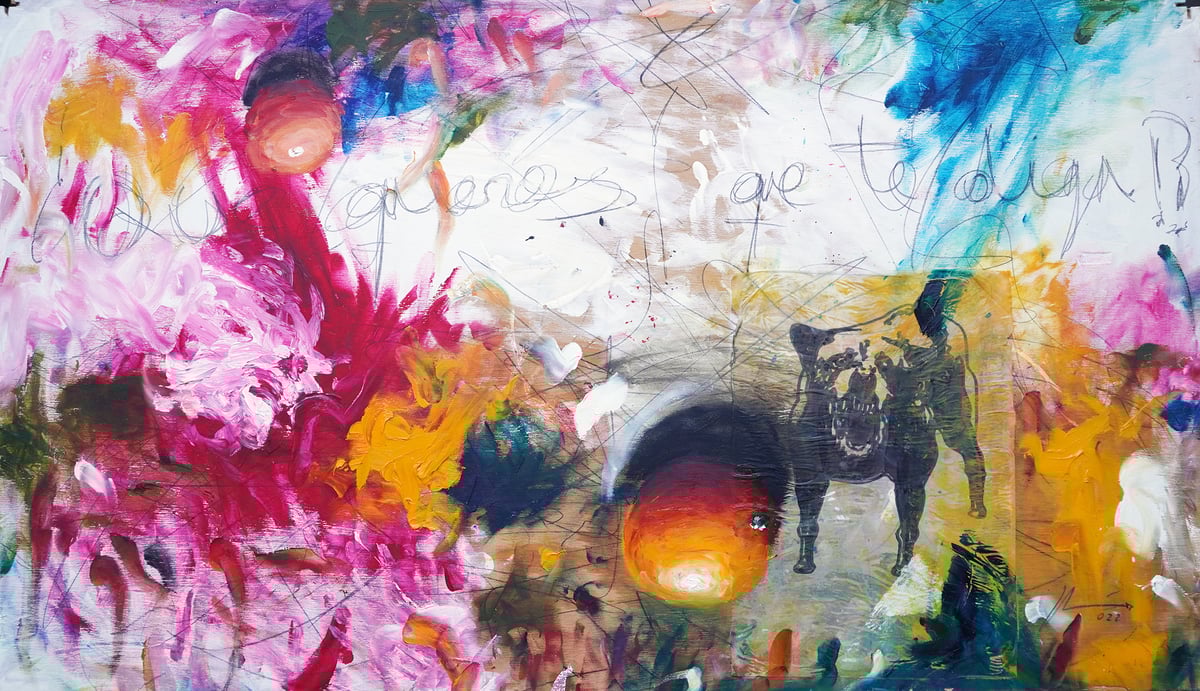 Image of Qué quieres que te diga. Técnica mixta sobre madera. 53x92 cm.