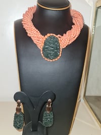 Image 1 of Coral and Jade necklace 
