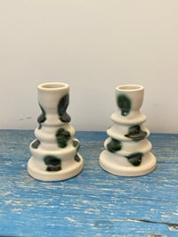 Image 1 of Pair of Candlestick Holders in Copper Dot 