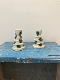 Image 2 of Pair of Candlestick Holders in Copper Dot 