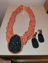 Image 3 of Coral and Jade necklace 