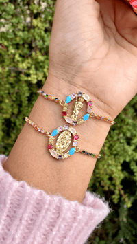 Image 2 of Multi Cz San Juditas and Virgen Bracelet 