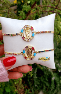 Image 1 of Multi Cz San Juditas and Virgen Bracelet 