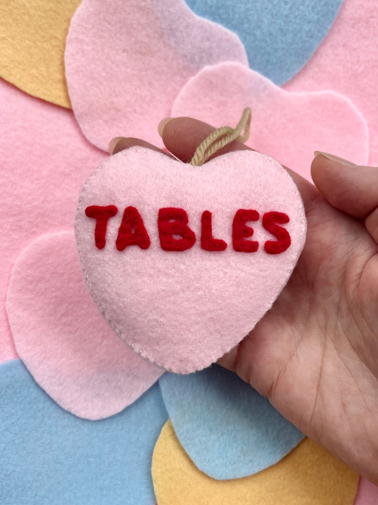 Image of Tables Conversation Hearts Ornament (Pink)