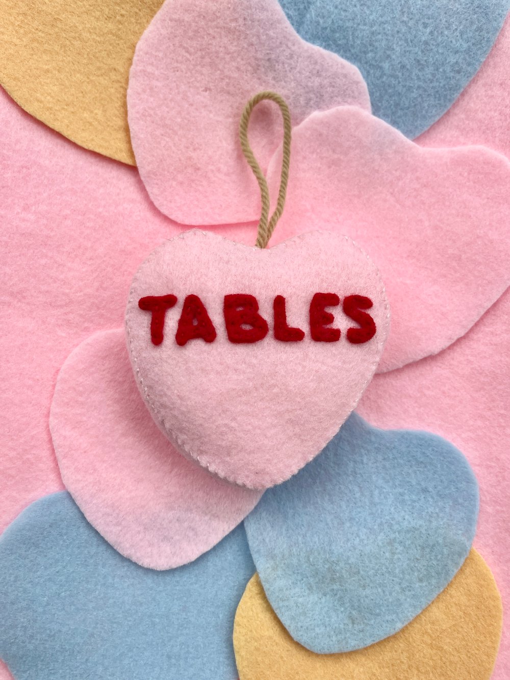 Image of Tables Conversation Hearts Ornament (Pink)