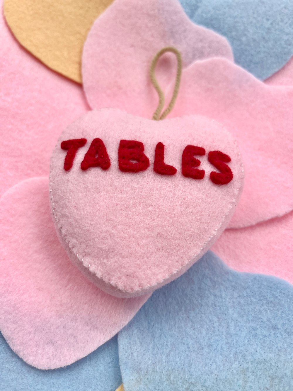 Image of Tables Conversation Hearts Ornament (Pink)