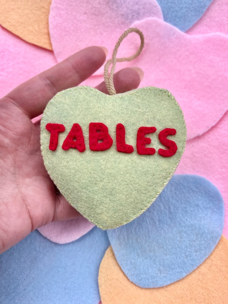 Image of Tables Conversation Hearts Ornament (Green)