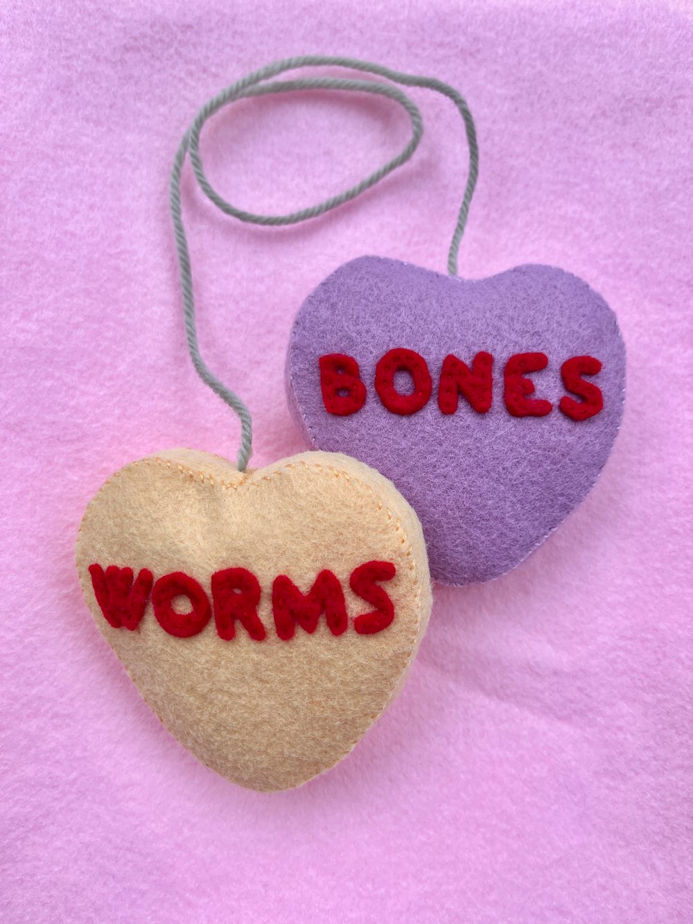 Image of Worms/Bones Conversation Hearts ornaments