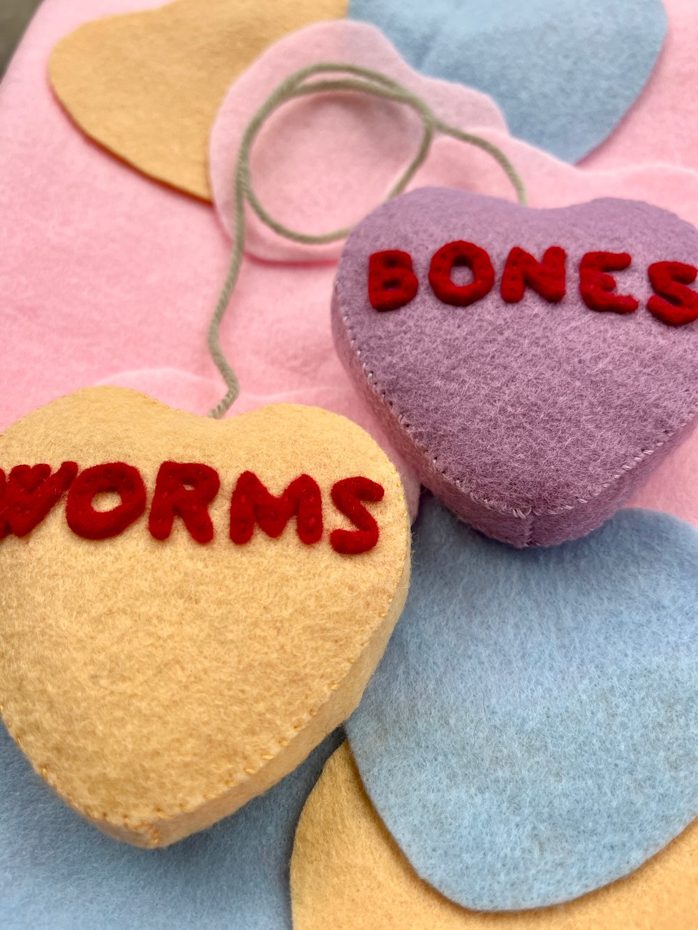 Image of Worms/Bones Conversation Hearts ornaments