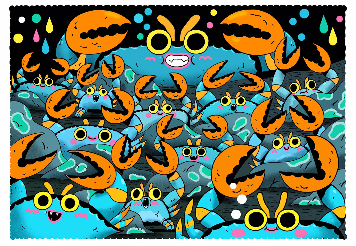 BLUE CRAB INVASION / Quality Print / 42x30cm