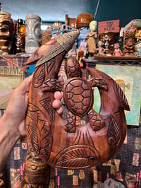Image 1 of Carved Wood Makau - Honu, Tako or Island Map Designs