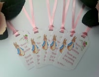 Image 2 of Personalised Flopsy Favour Tags,Flopsy Rabbit Theme,Peter Rabbit Tags,Peter Rabbit Party Bag Tags
