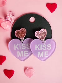 Image 1 of Kiss me purple earrings 