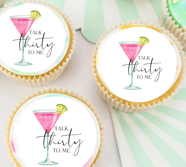 Talk THIRTY to me / 30th Birthday Edible Cupcake Cookie Cake Topper