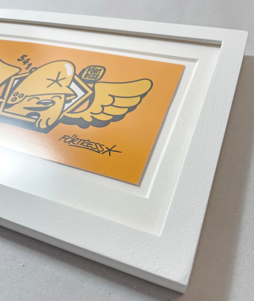 Image of Wing Logo Yellow On Orange / framed print