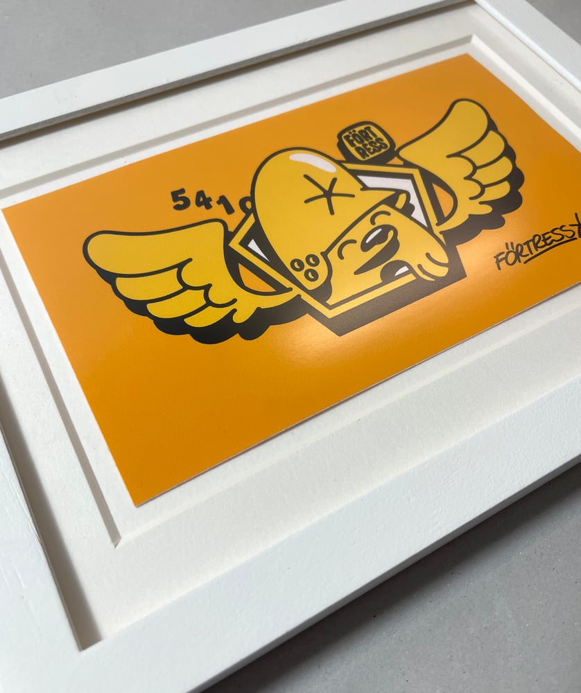 Image of Wing Logo Yellow On Orange / framed print