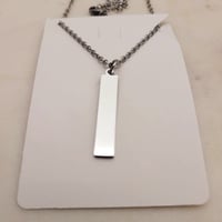 Image 2 of Rectangular Flat Pendant Necklace for Laser Engraving - 5 Pack Steel Silver  3 cm x 5mm