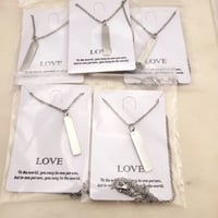 Image 1 of Rectangular Flat Pendant Necklace for Laser Engraving - 5 Pack Steel Silver  3 cm x 5mm