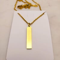 Image 2 of Rectangular Flat Pendant Necklace for Laser Engraving - 5 Pack Gold Tone 3 cm x 5mm