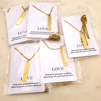 Image 1 of Rectangular Flat Pendant Necklace for Laser Engraving - 5 Pack Gold Tone 3 cm x 5mm