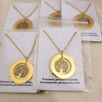 Image 1 of Tree of Life Pendant Necklace Tone for Laser Engraving -Pack of 5 Yellow Gold.