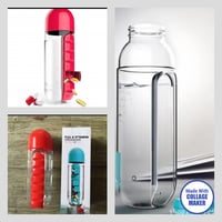 Portable 600ML Water Glass Bottle Pill Box 2 In 1 Outdoor Travel Water Bottle Medicine Cup Plastic B