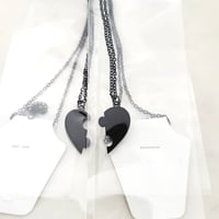 Image 2 of 5 Pair Pack - Jigsaw Heart Puzzle Pendant couple Necklace in Black Steel Laser Engraving Blanks