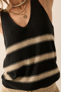 Image 2 of Stripe V Neck Sleeveless Sweater Tank Top 