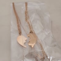 Image 3 of 5 Pair Rose Gold Broken Heart Puzzle Jigsaw Pendant Necklace Tone for Laser Engraving