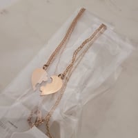 Image 4 of 5 Pair Rose Gold Broken Heart Puzzle Jigsaw Pendant Necklace Tone for Laser Engraving