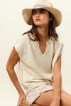 Notched V Neck Knit Top - PRE ORDER MAY 