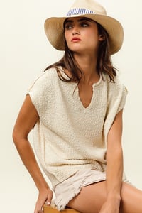 Image 1 of Notched V Neck Knit Top - PRE ORDER MAY 
