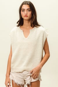 Image 4 of Notched V Neck Knit Top - PRE ORDER MAY 