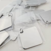 Image 2 of 15 in Pack - Square 3cm x 3cmTag Steel Silver Tone Steel Engravable Blanks