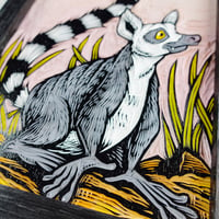 Image 3 of Lemur Framed Woodcut **FREE SHIPPING**