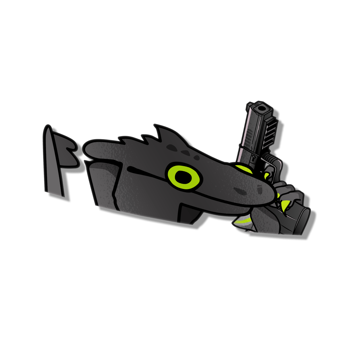 Image of Toothless With The Gat Sticker