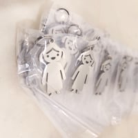 Image 1 of 10 Kid Girl Charms - Steel Silver Laser Engravable Blanks