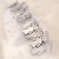 Image 2 of 10 Kid Girl Charms - Steel Silver Laser Engravable Blanks