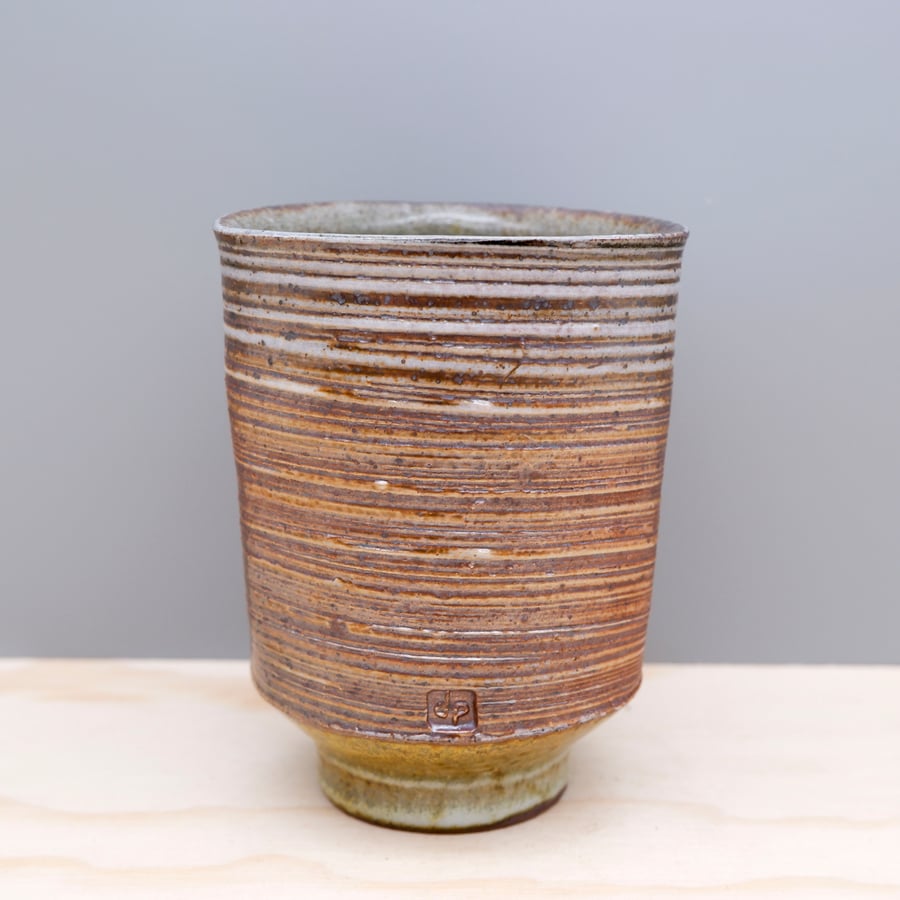 Image of Soda Fired Cup (slip+swirl)