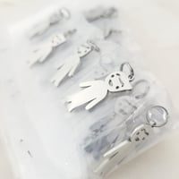 Image 2 of 10 Kid Boy Steel Silver Charms - Steel Silver Color Laser Engravable Blanks