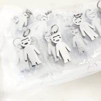 Image 4 of 10 Kid Boy Steel Silver Charms - Steel Silver Color Laser Engravable Blanks