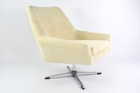 Image 1 of Fauteuil coquille pivotante velours côtelé crème