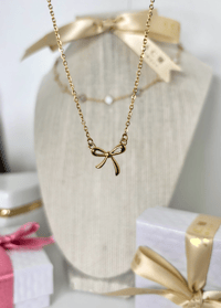 Image 1 of Tiffany Bow Necklace (Gold) 