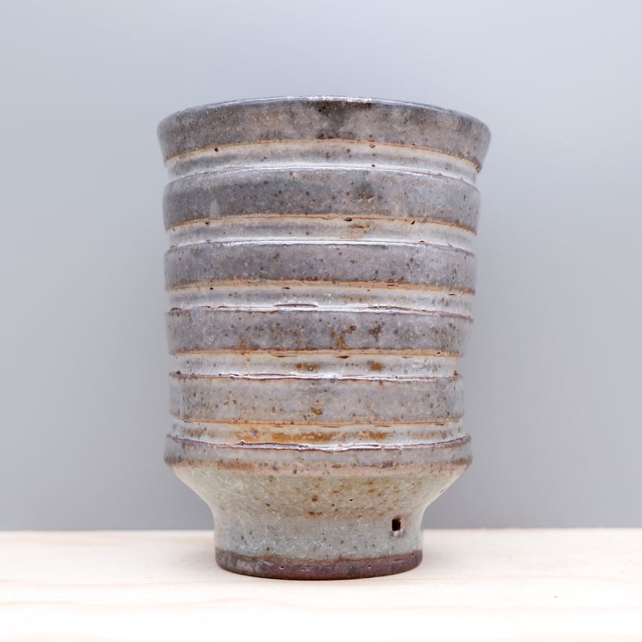 Image of Soda Fired Cup (gray+stripe)